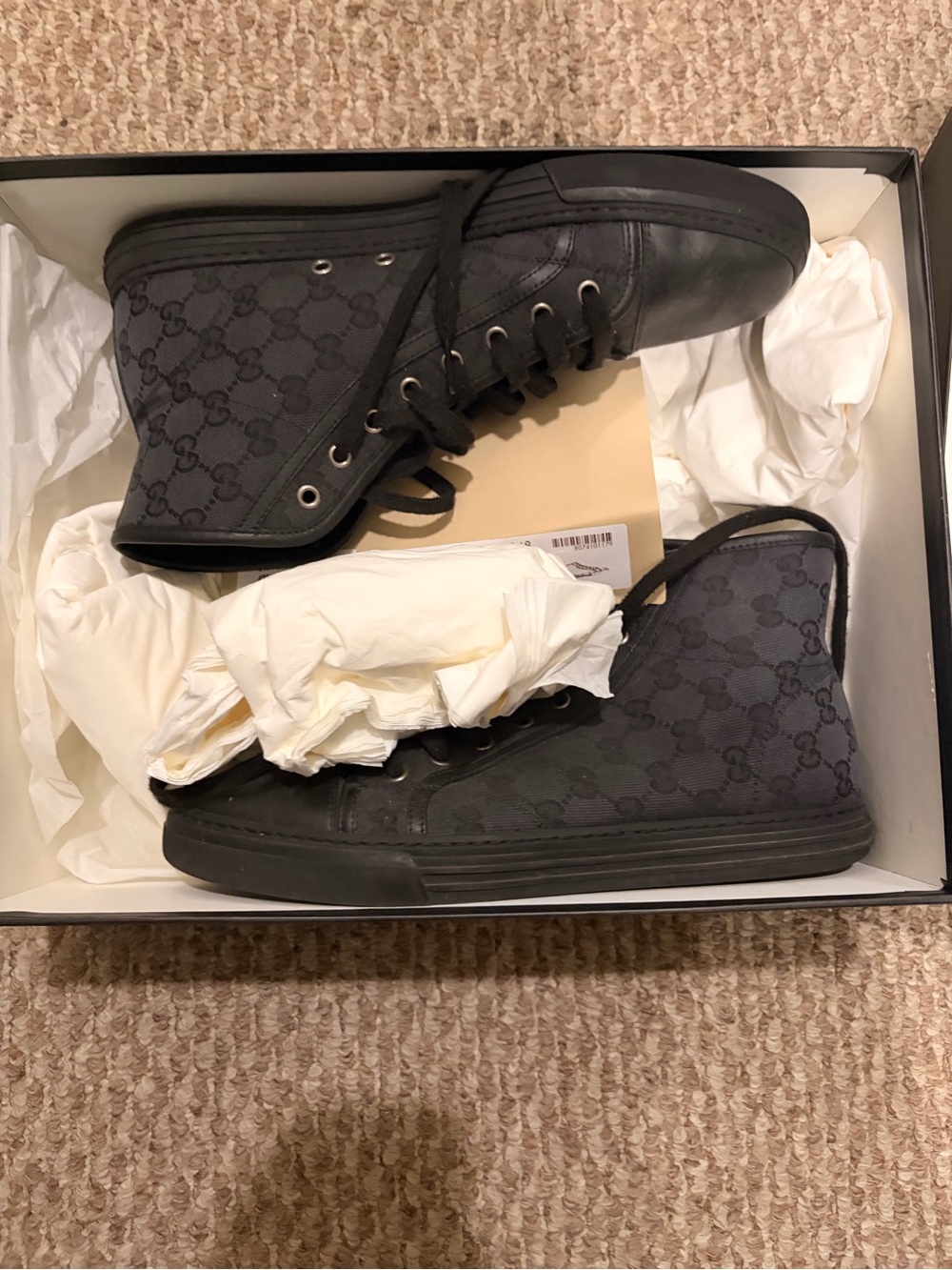 Gucci Black GG Canvas High-Top Sneakers
